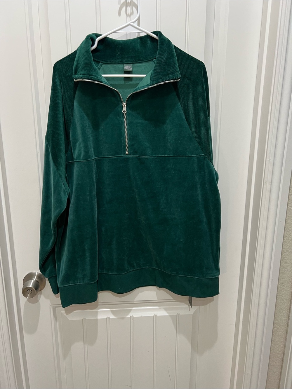 wild fable Forest Green Velour Quarter-Zip Pullover